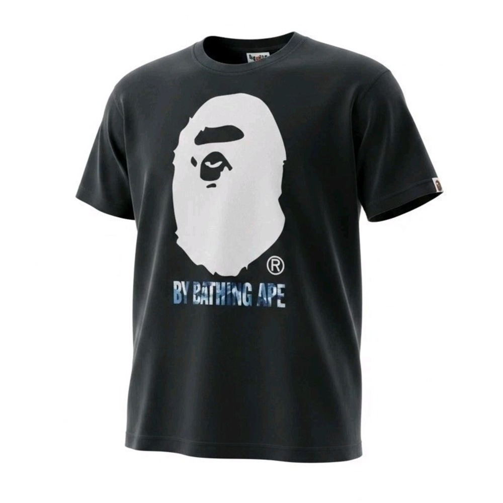 Vtg Bape Big Ape Head Logo T-Shirt Mens S Black White Graphic Crewneck SS